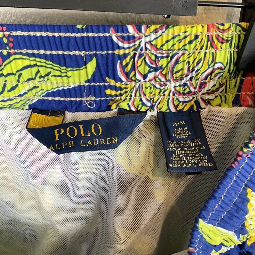 Polo Ralph Lauren Mens Swimwear Trunks Sz M Hawaiian Floral Beach‎ Tropical H3
